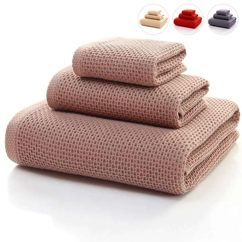 Smart Ownkoti Simple Cotton Towel Honeycomb Weave Square Towel Set 3-Pack Enhanced