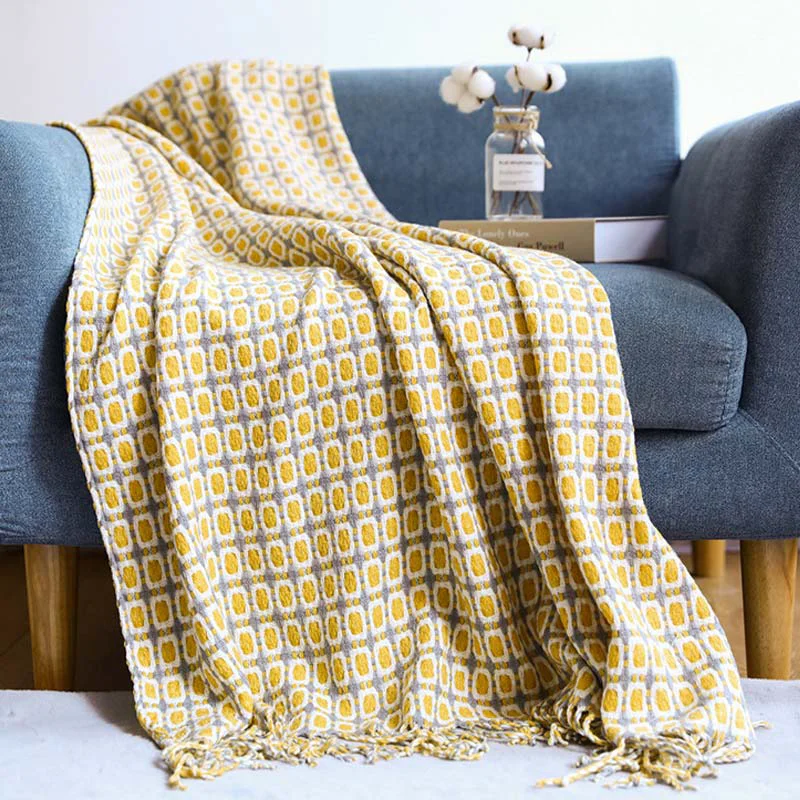 Soft Ownkoti Knitted Sofa Blanket Couch Blanket With Tassels Lightweight