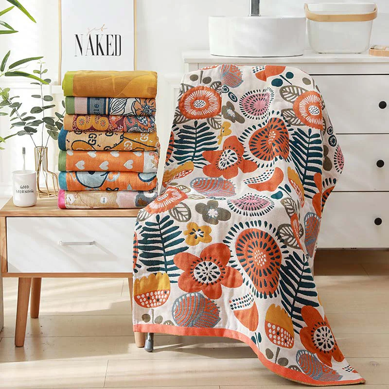 Stylish Ownkoti Flower Printed Colorful Reversible Bath Towel Comfortable