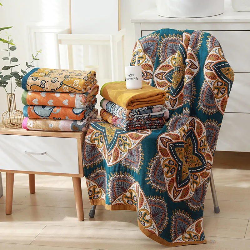 Elegant Ownkoti Flower Soft Towel Double-Side Beach Towel Classic