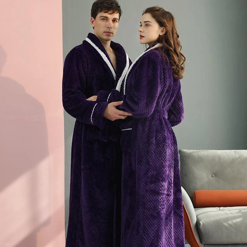 Relaxed Ownkoti Thick Fleece Pajama Comfy Bathrobe Green