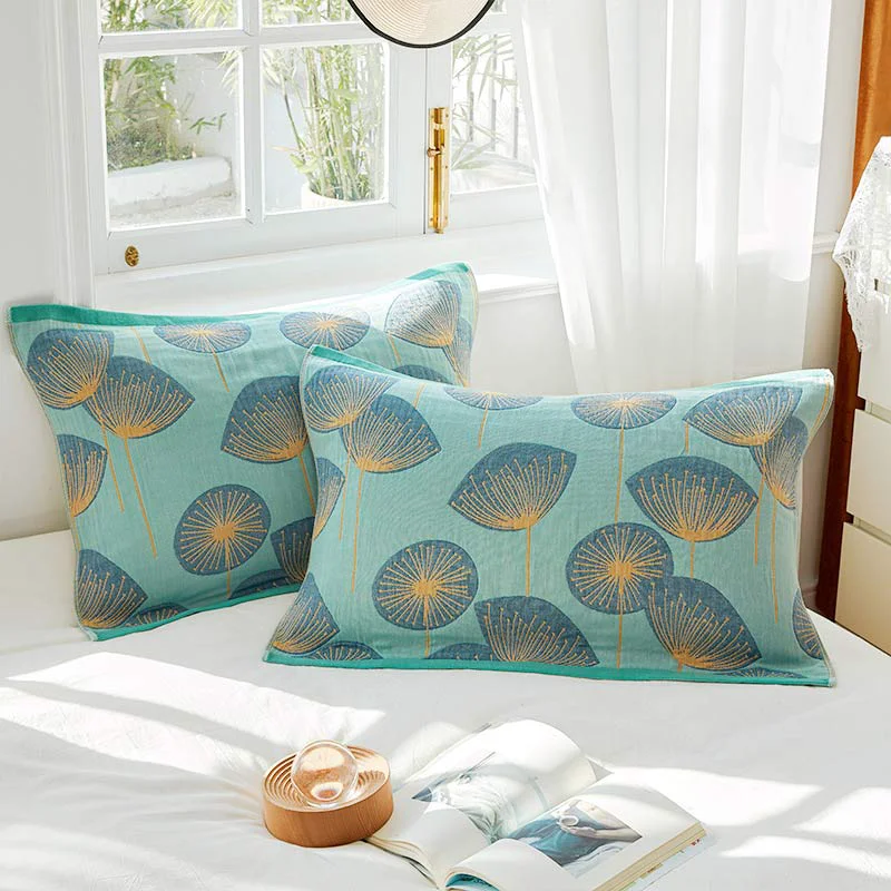 Casual Ownkoti Dandelion Print Cotton Gauze Pillow Towel 2PCS Efficient