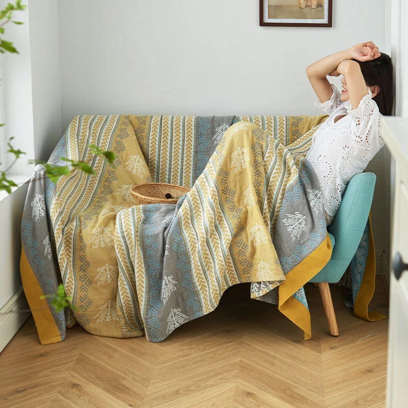 Verified Ownkoti Cotton Wheat Ear Print Reversible Blanket Trusted