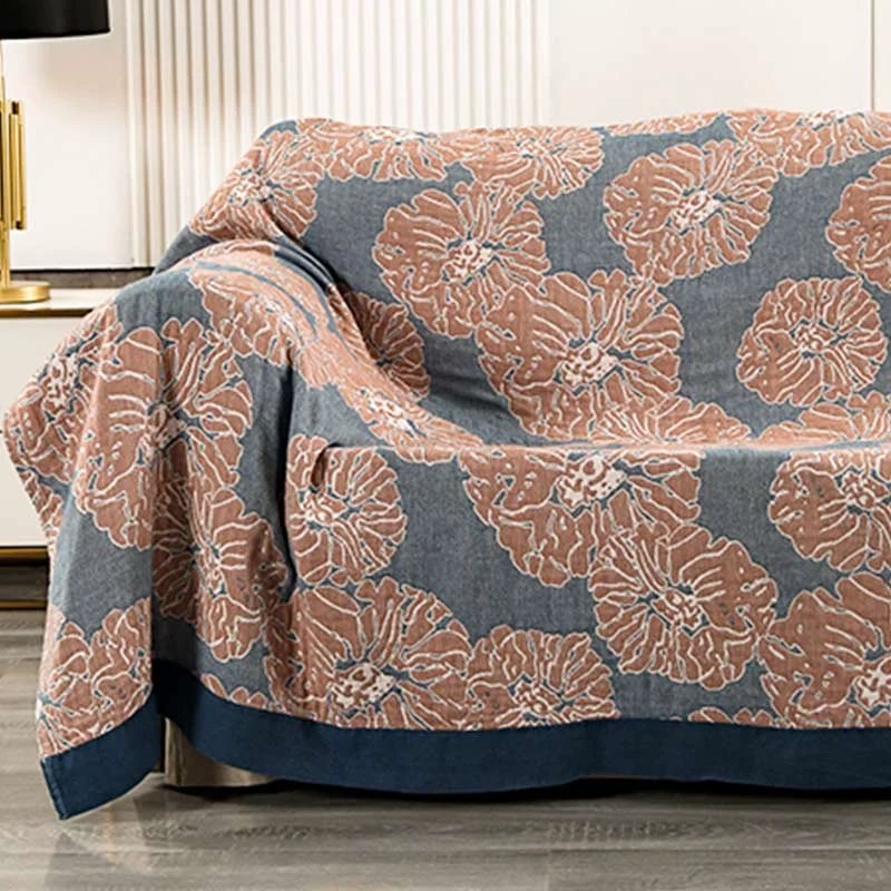 Solid Ownkoti Lightweight Peony Cotton Reversible Blanket High-End