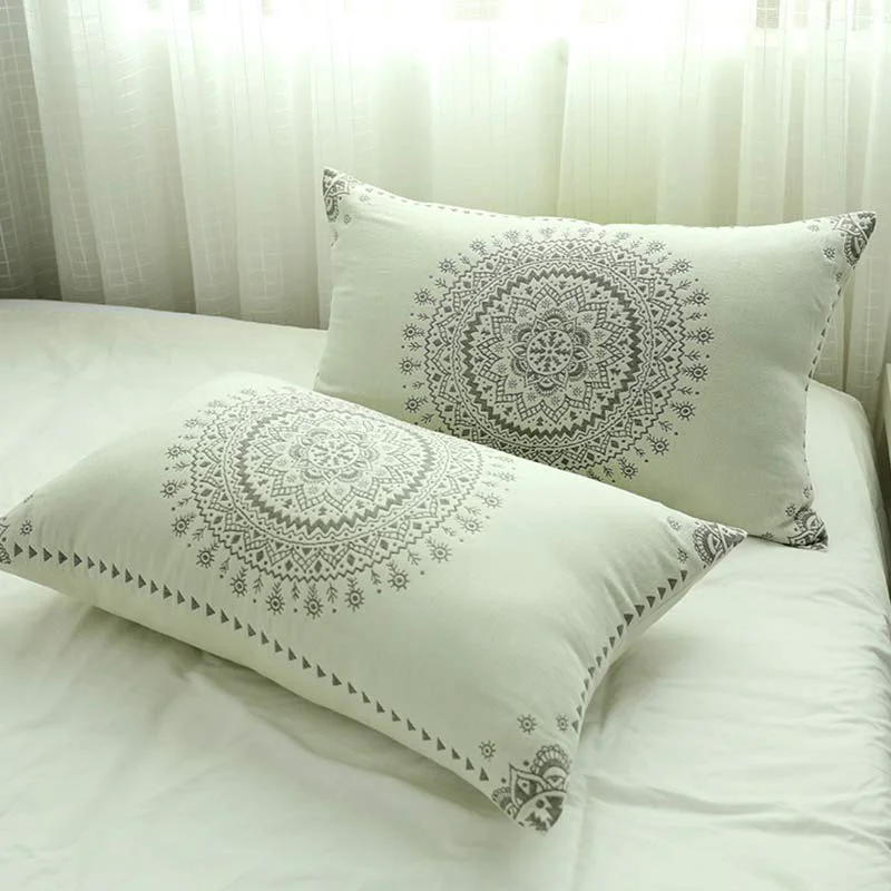 High-Grade Ownkoti Mandala Cotton Pillow Cover Button Pillowcases 2PCS Artisan