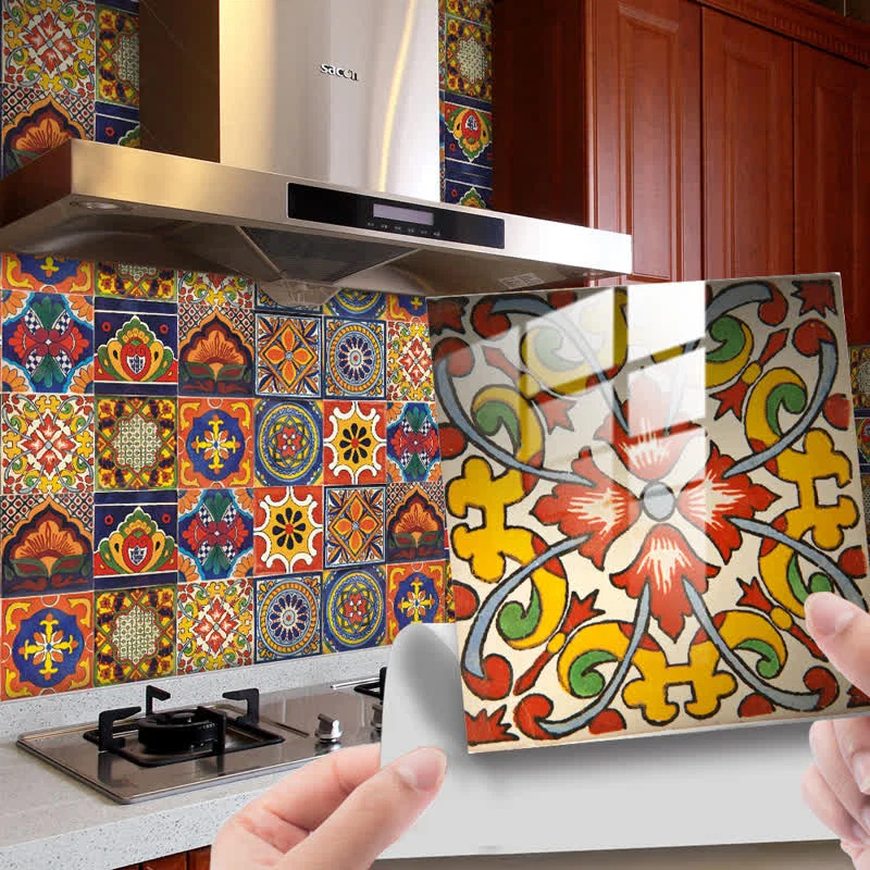 Professional Ownkoti Retro Mixed Colorful Pattern Wall Sticker 10PCS Modern