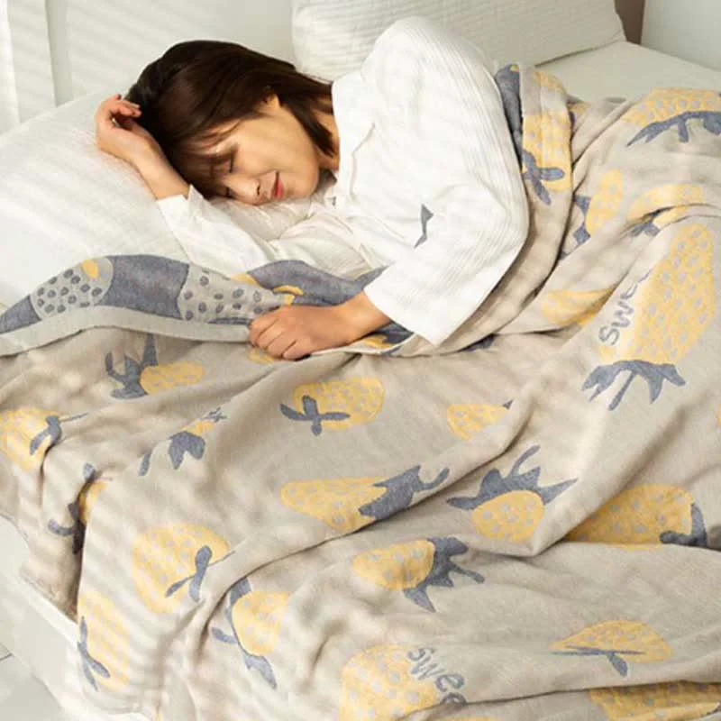 Expertly Made Ownkoti Strawberry Cotton Five Layer Soft Quilt Clean
