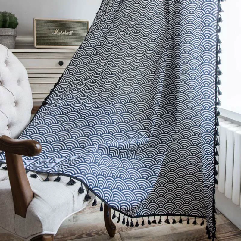 Unique Ownkoti Fish Scale Semi Blockout Tassel Curtain Versatile