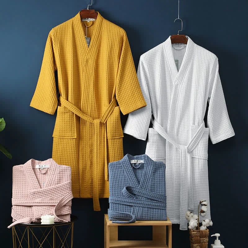 Classic Ownkoti Simple Solid Color Cotton V-neck Bathrobe Healthy