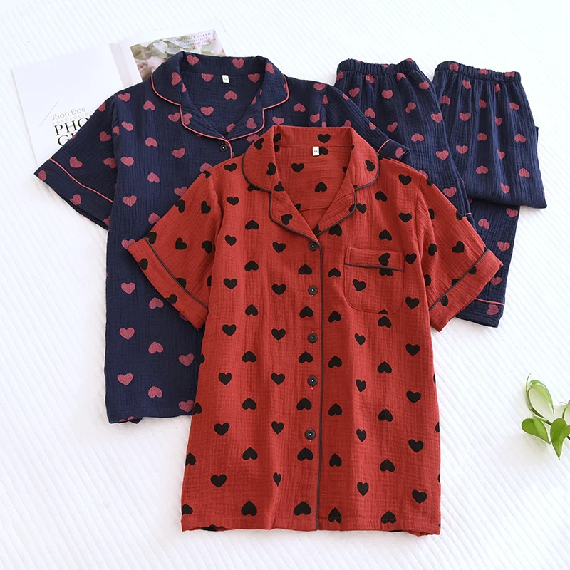 Healthy Ownkoti Heart Print Pure Cotton Pajama Set 3PCS World-Class