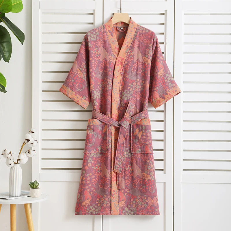 Environmentally Friendly Ownkoti Cotton Gauze Rural Style Summer Bathrobe Sustainable
