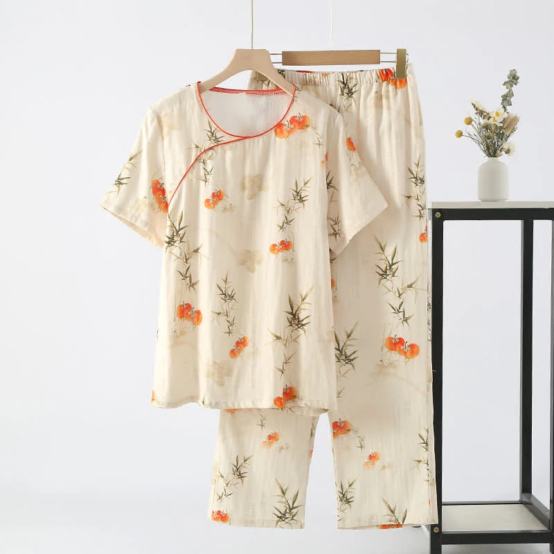 Original Design Ownkoti Persimmon Double Layer Gauze Nightwear Set Recyclable