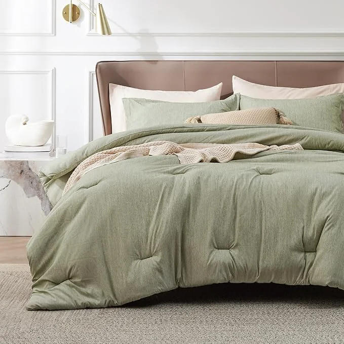 Practical Bedsure King Size Comforter Set - Olive Green Soft Bedding for All Seasons Cationic Dyed Bed Set 3 Pieces 1 King Size Comforter 104 quot x90 quot and 2 Pillow Shams 20 quot x36 quot 2 quot World-Class