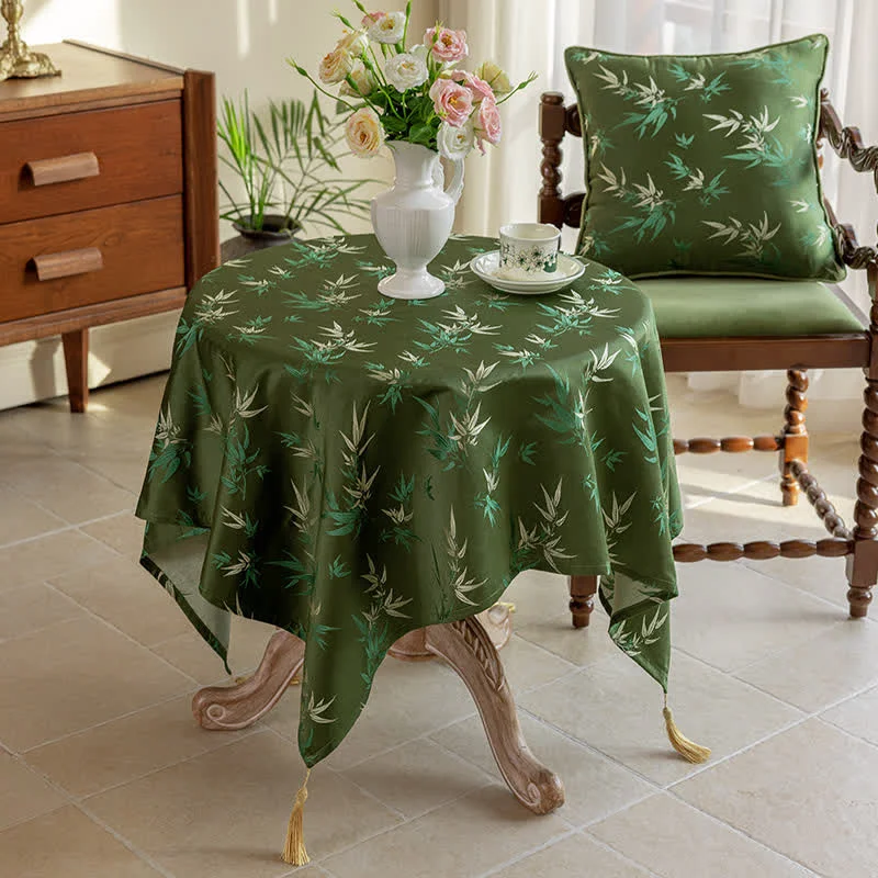 Organic Ownkoti Rustic Bamboo Tassel Elegant Tablecloth Verified