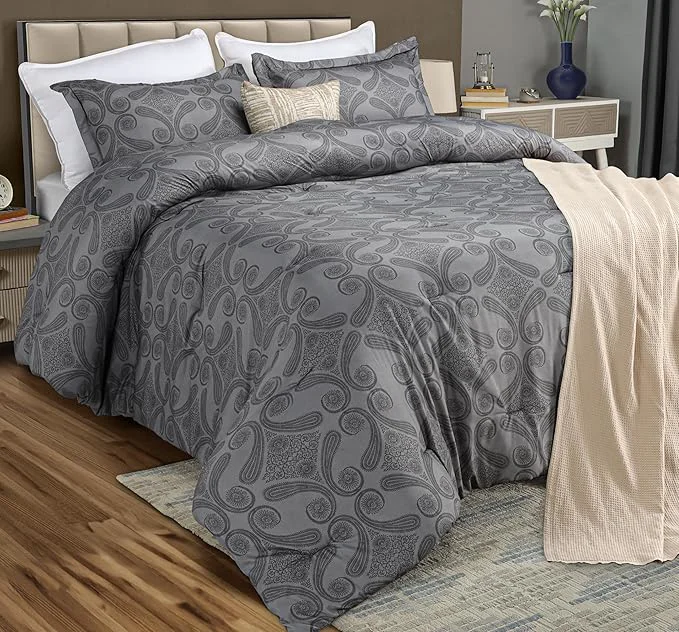 Powerful King Comforter Set 3 Piece Paisley Grey by Utopia Bedding Floral Comforters King Size Bedding Comforters Set Down Soft Bed Set 1 Comforter 90 x 102 inches 2 Pillow Shams 20 x 36 inches Carefully Designed