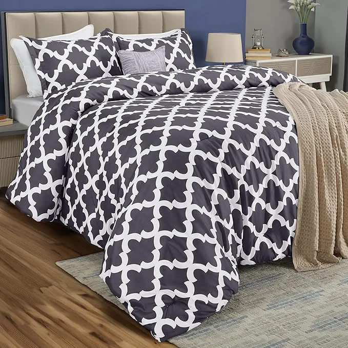 Recyclable King Comforter Set 3 Piece Grey by Utopia Bedding Printed Comforters King Size Bedding Comforters Sets Down Soft Bed Set 1 Comforter 90 x 102 inches 2 Pillow Shams 20 x 36 inches Proven