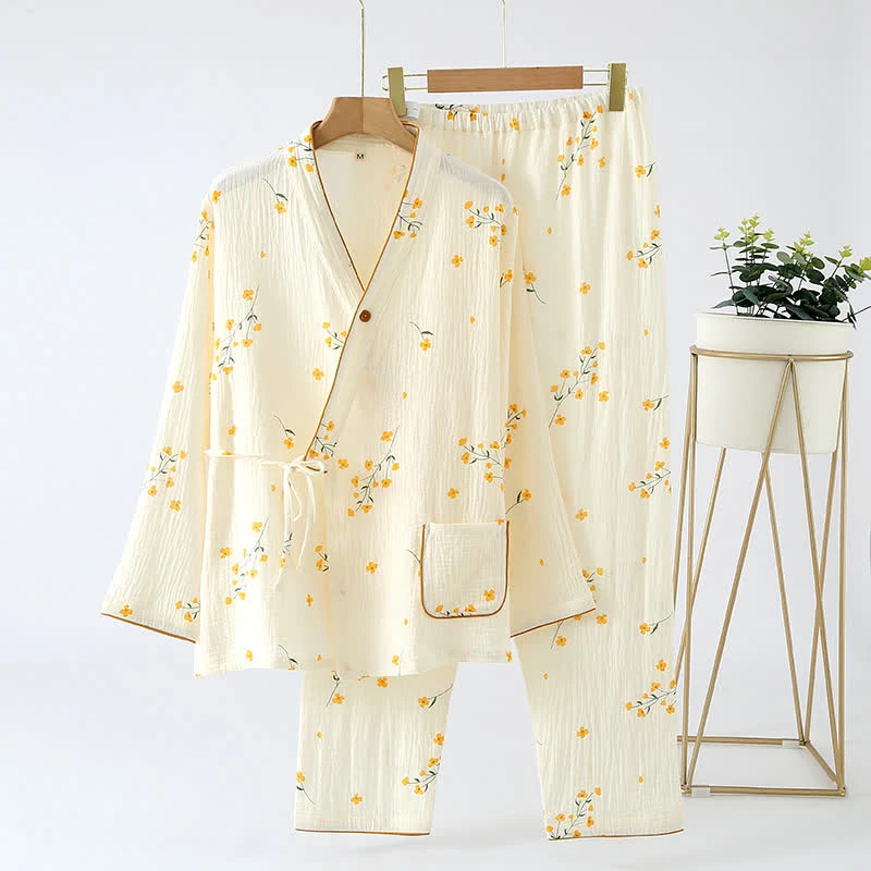 Artisan Ownkoti Refresh Floral Kimono Pajama Set Green