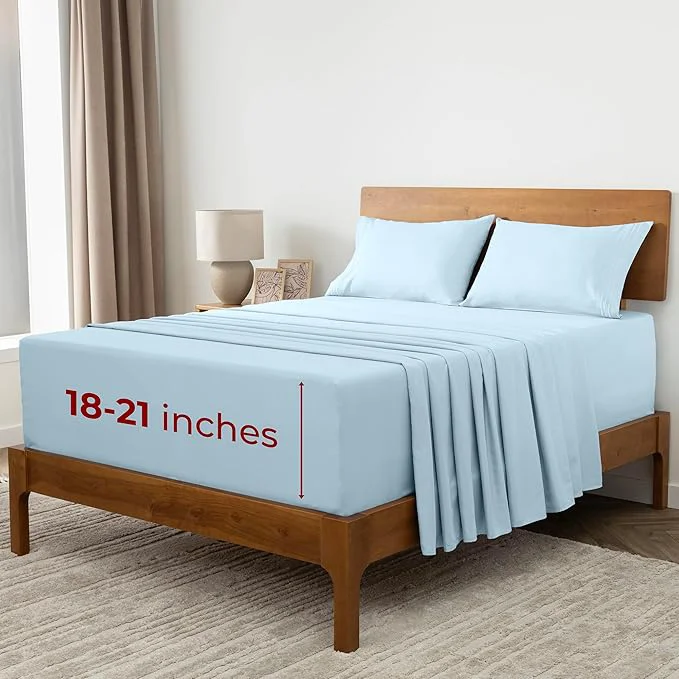 Genuine Mellanni Extra Deep King Sheets - 4 PC Iconic Collection Bedding - Hotel Luxury Ultra Soft Cooling Bed Sheets - Wrinkle Fade Stain Resistant King Aqua Superior
