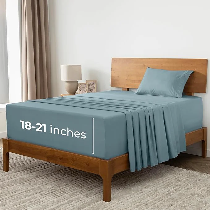 Genuine Mellanni Extra Deep Twin XL Sheets - 3 PC Iconic Collection Bedding - Hotel Luxury Ultra Soft Cooling Bed Sheets - Wrinkle Fade Stain Resistant Twin Extra Long Spa Blue High-End