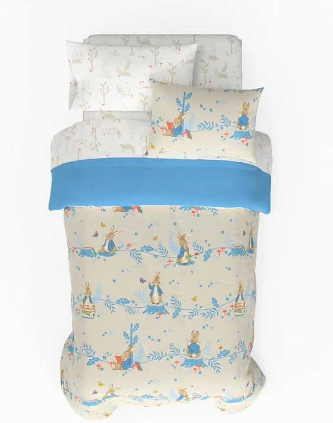 Modern Franco Peter Rabbit Easter Kids Bedding Super Soft amp Cozy Reversible Microfiber Comforter and Sheet Set with Sham 5 Piece Twin Size ly Licensed Product User-Friendly