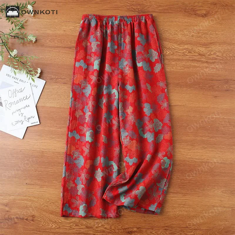 Responsible Ownkoti Yarn-dyed Jacquard Cotton Gauze Pajama Pants Elite