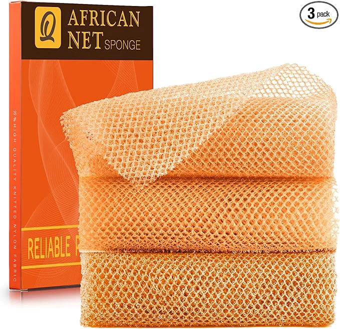 Official UJFQBH 3 Pieces African Bath Sponge African Net Long Net Bath Sponge Unique
