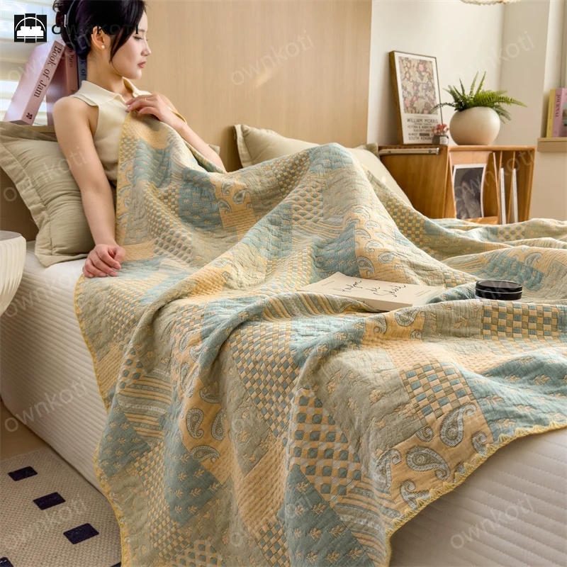 Versatile Ownkoti Three Layers Gauze Retro Comfy Lightweight Quilt Official