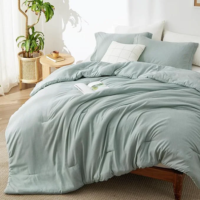 Environmentally Friendly Bedsure Oversized King Comforter Set - Sage Green Soft Bedding for All Seasons Cationic Dyed Bed Set 3 Pieces 1 Oversized King Size Comforter 120 quot x98 quot and 2 Pillow Shams 20 quot x36 quot 2 quot Lightweight
