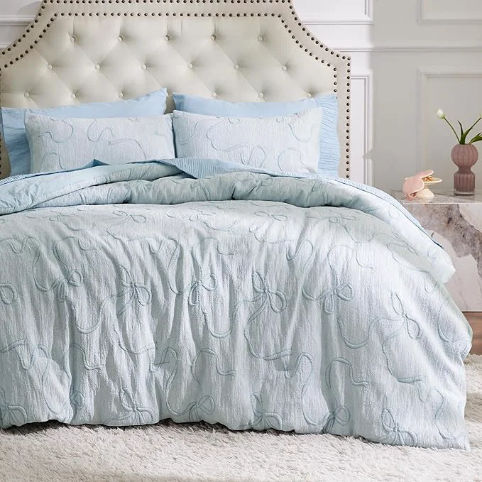 High-Grade Bedsure Dusty Blue Twin XL Twin Comforter Set for Girls GentleSoft™ 2 Pieces Bow Comforter with 1 Pillow Sham Twin Size Bedding Sets for Girls Room Decor Aesthetic Bedroom Decor 68x88 Inches Outstanding