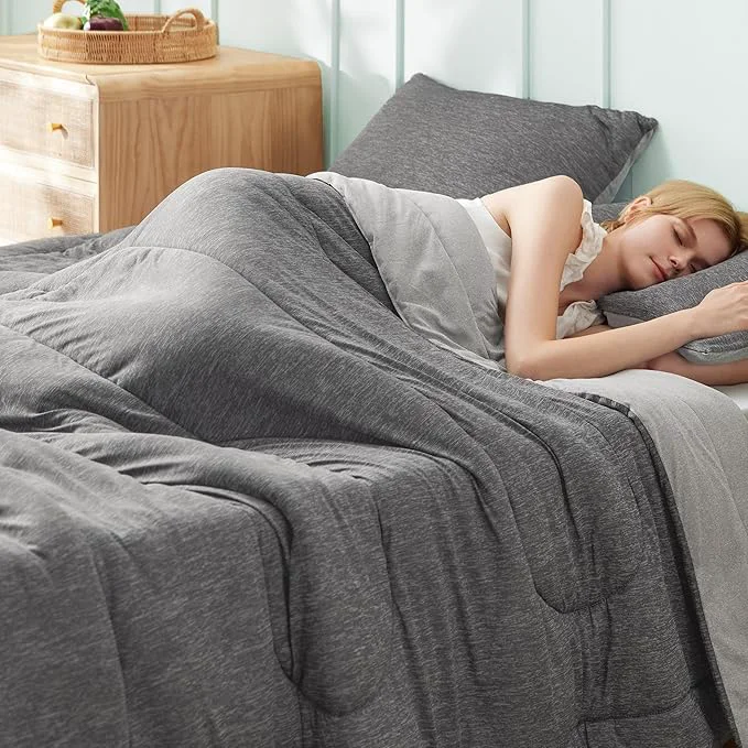Eco-Friendly Bedsure Queen Comforter Set - Cooling and Warm Bed Set Light Grey Reversible Bedding for All Season 3 Pieces 1 Queen Size Comforter 88 quot x88 quot and 2 Pillow Cases 20 quot x26 quot Consistent
