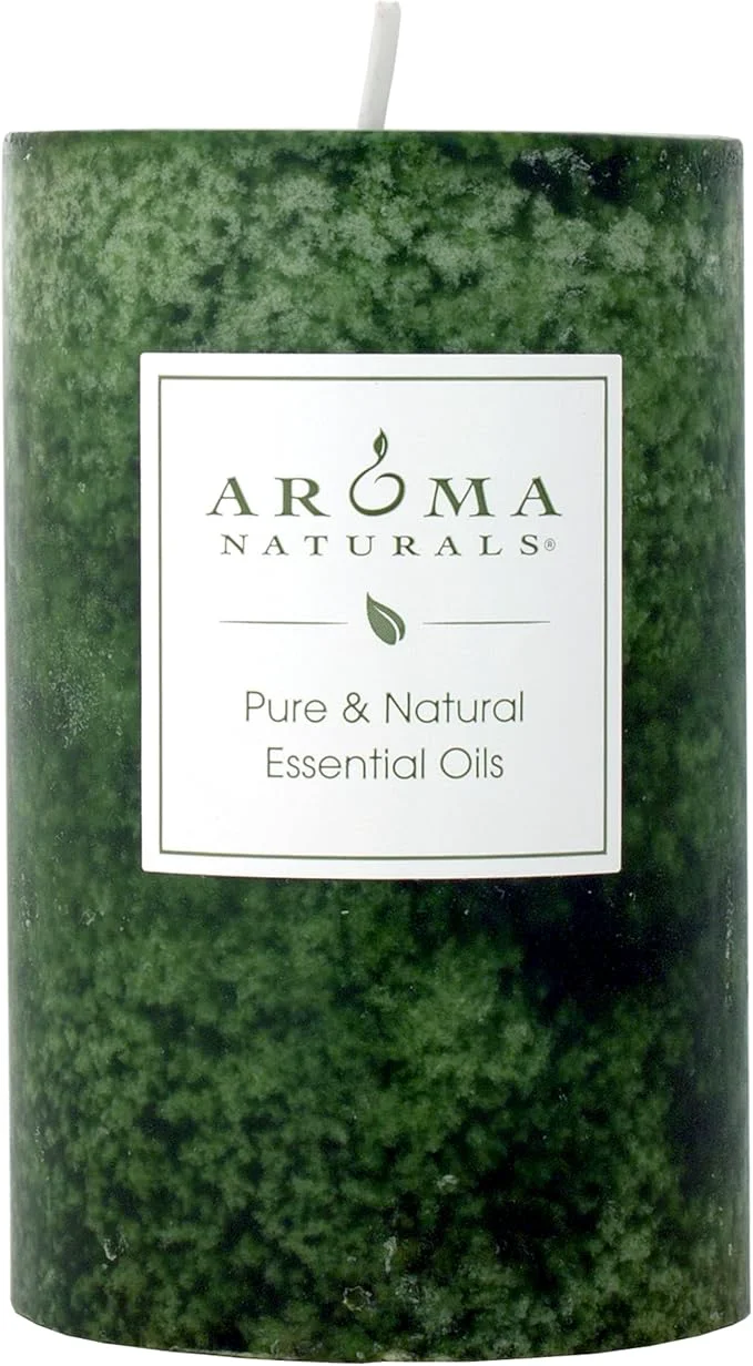 Genuine Aroma Naturals Holiday Juniper Spruce and Basil Essential Oil Pillar Candle Clean
