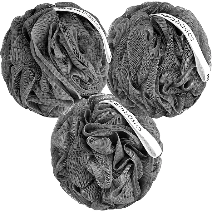 Elite MainBasics Charcoal Infused Bath Shower Loofah Sponge Pouf Body Wash Scrubber Next-Generation