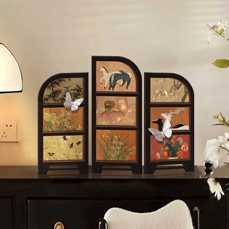 Crafted Ownkoti Rural Retro Foldable Screen Desktop Ornament Prestigious