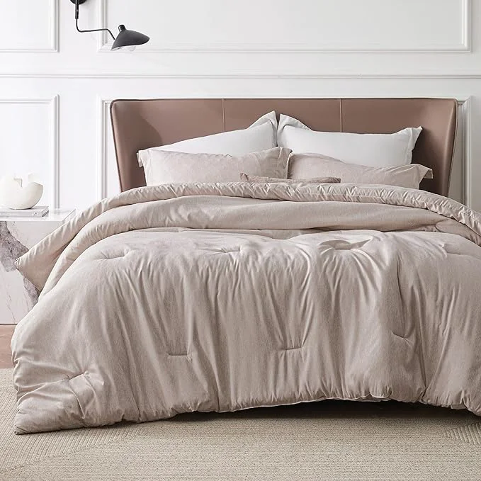 Organic Bedsure King Size Comforter Set - Warm Taupe Soft Bedding for All Seasons Cationic Dyed Bed Set 3 Pieces 1 King Size Comforter 104 quot x90 quot and 2 Pillow Shams 20 quot x36 quot 2 quot Unique