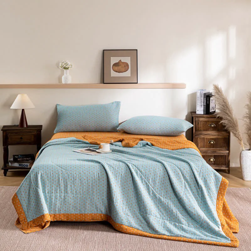Sophisticated Ownkoti Polka Dot Print Double-layer Cotton Summer Quilt Luxury