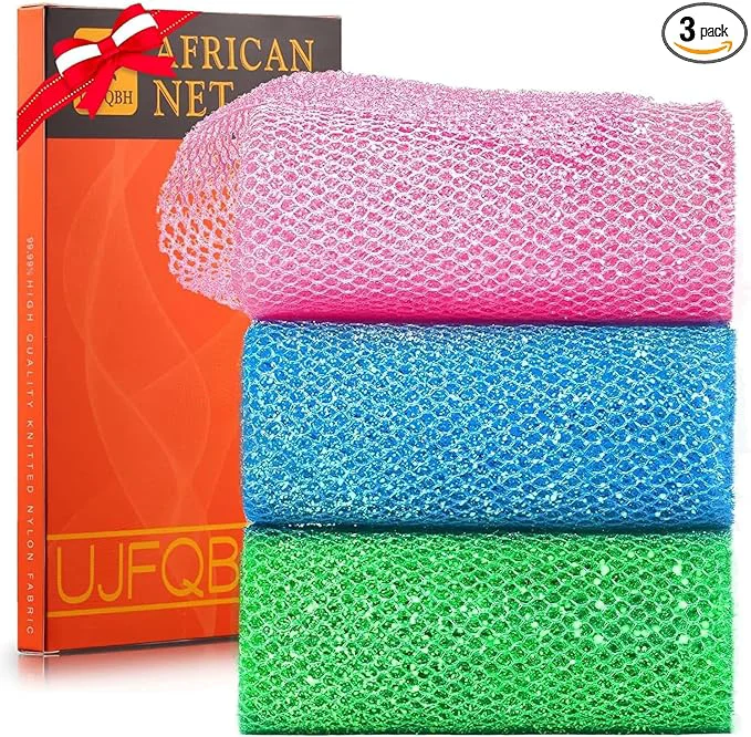 Stylish UJFQBH 3 Piece Bright Style African exfoliating net Exfoliating Shower Set Long Contemporary