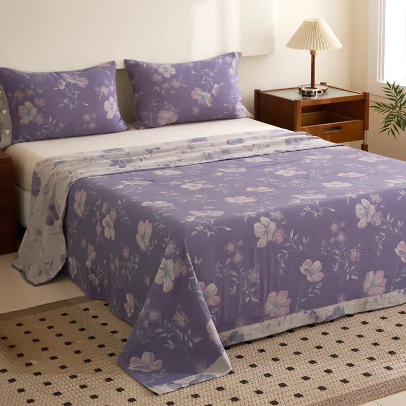 Flexible Ownkoti Floral Cotton Gauze Jacquard Sheet Coverlet Trendy