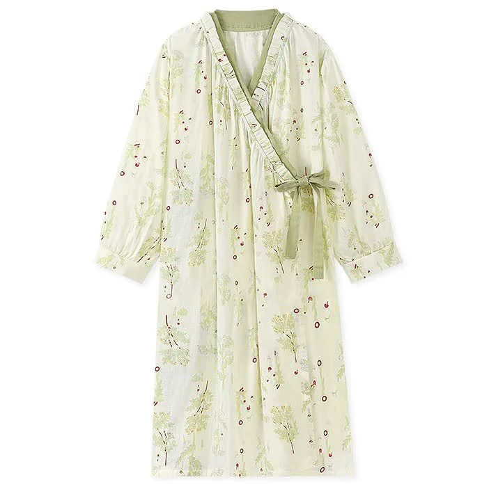 Exclusive Ownkoti Long-sleeved Cotton Gauze Kimono Nightdress User-Friendly