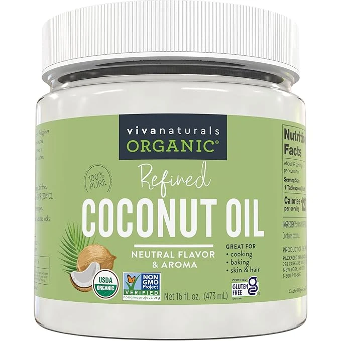Relaxed Viva Naturals Refined Coconut Oil 16 fl oz – Expeller-Pressed USDA Organic Expertly Made
