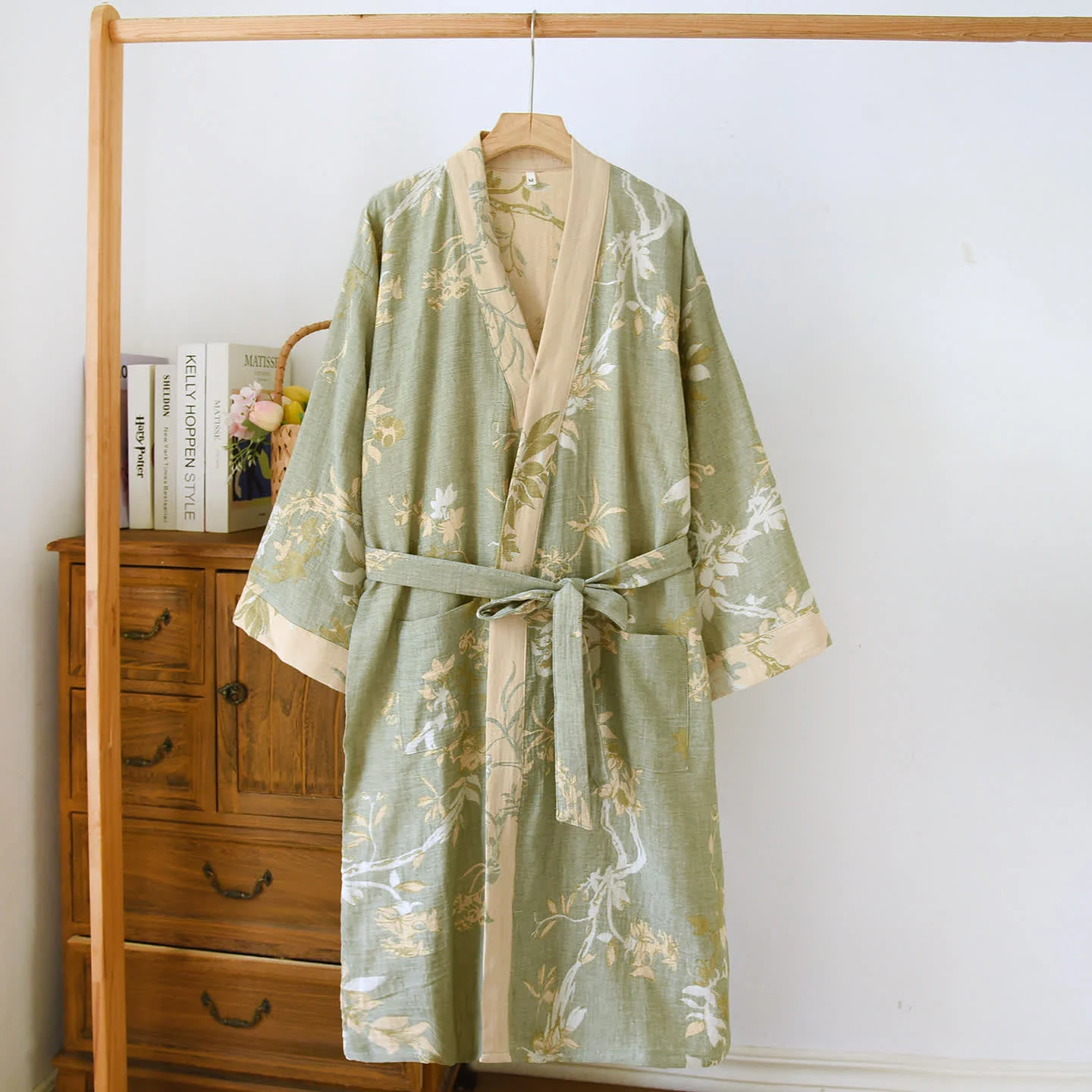 Durable Ownkoti Branch Leaf Cotton Double-layer Gauze Yarn-dyed Jacquard Bathr Sustainable