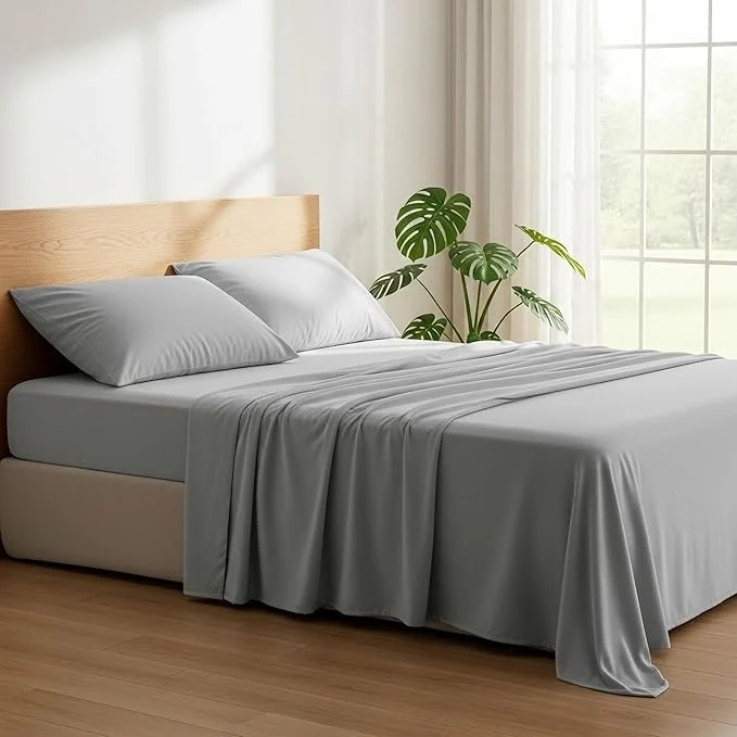 Responsible Mellanni King Sheets Set - 4 PC Iconic Collection Bedding - Hotel Luxury Extra Soft Cooling Bed Sheets - Wrinkle Fade Stain Resistant King Light Gray High-Grade