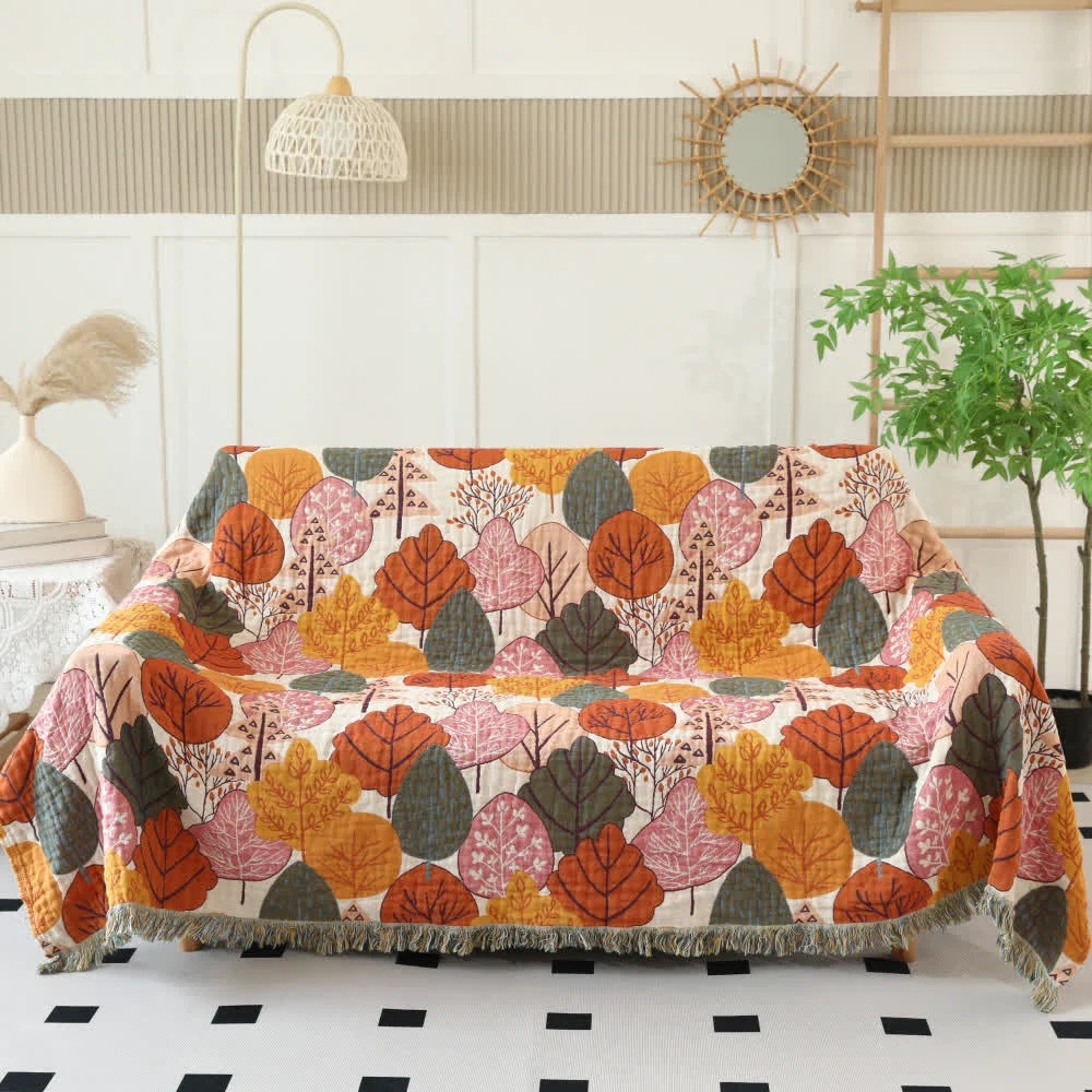 Next-Generation Ownkoti Maple Leaf Cotton Gauze Reversible Blanket Expertly Made