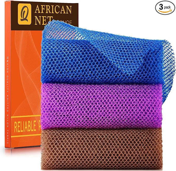 Premium UJFQBH 3 Pieces African Bath Sponge African Net Long Net Bath Sponge Detailed