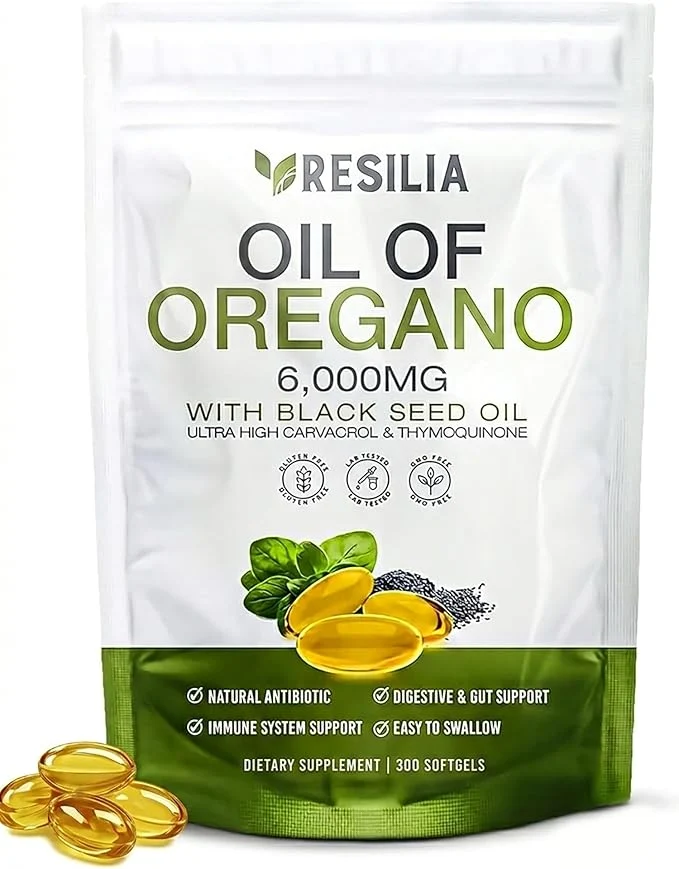 Effective Resilia Softgels with Black Seed Oil 6000mg – Organic Oregano Oil Capsules Pure