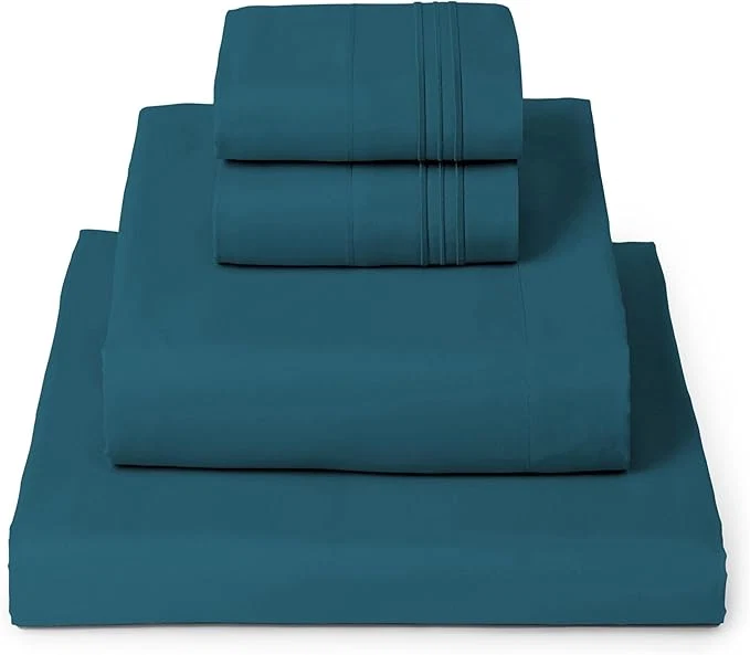 Premium Material Mellanni King Sheets Set - 4 PC Iconic Collection Bedding - Hotel Luxury Extra Soft Cooling Bed Sheets - Wrinkle Fade Stain Resistant King Teal Expertly Made