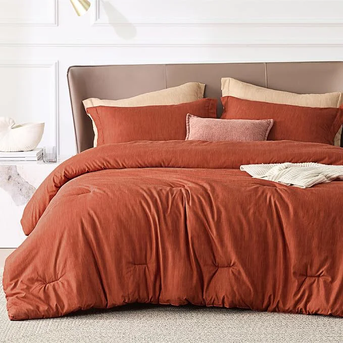 Selected Bedsure King Size Comforter Set - Burnt Orange Soft Bedding for All Seasons Cationic Dyed Bed Set 3 Pieces 1 King Size Comforter 104 quot x90 quot and 2 Pillow Shams 20 quot x36 quot 2 quot Natural