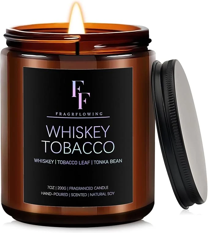 Trendy Whiskey Tobacco Scented Candle for Home Soy Wax Candle Aromatherapy Candle Gift Carefully Designed