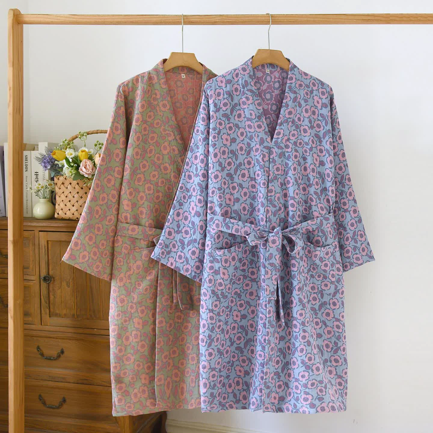 Enhanced Ownkoti Begonia Cotton Japanese Kimono Robe Responsible