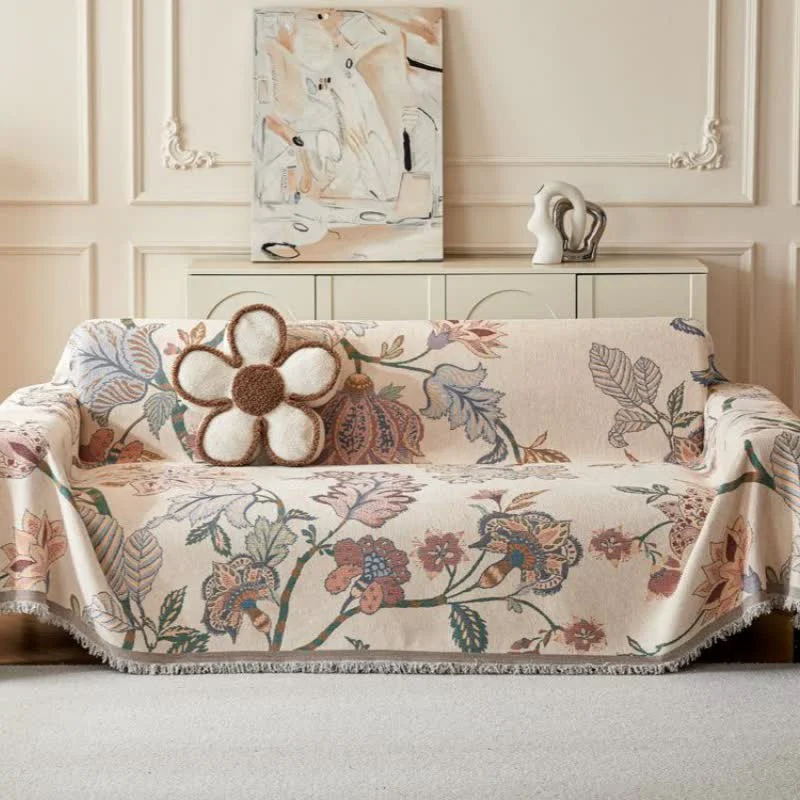 Smooth Ownkoti Chenille Bohemian Floral Sofa Throw Superior