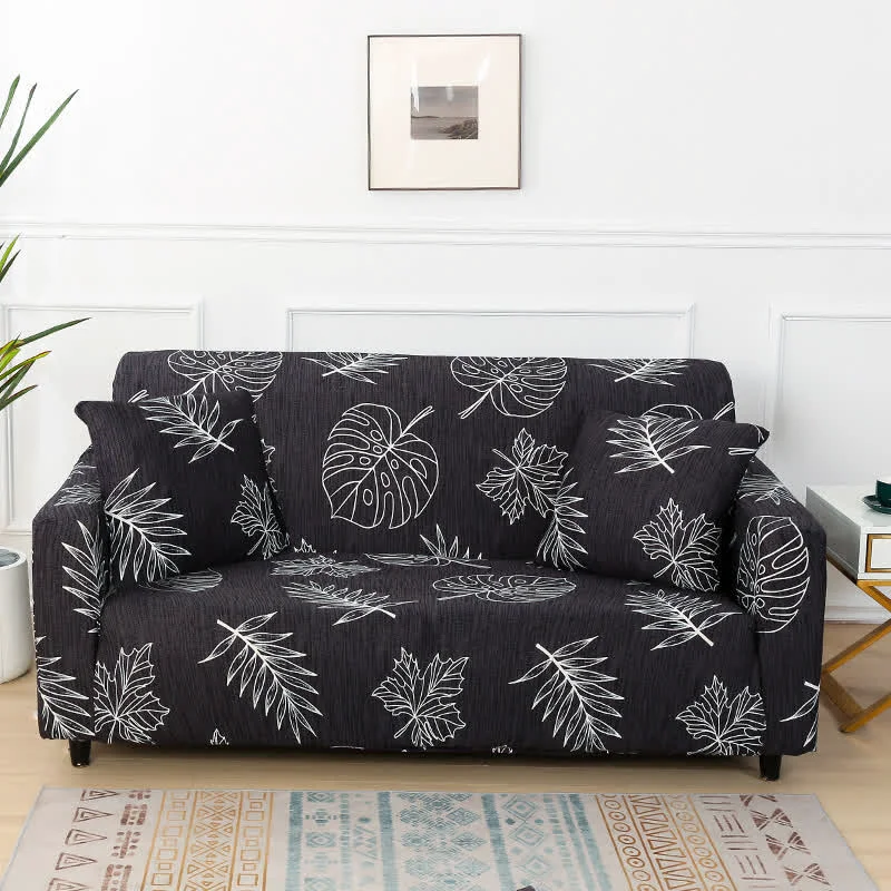 Smart Ownkoti Black Monstera Print Stretch Sofa Slipcover Expertly Made
